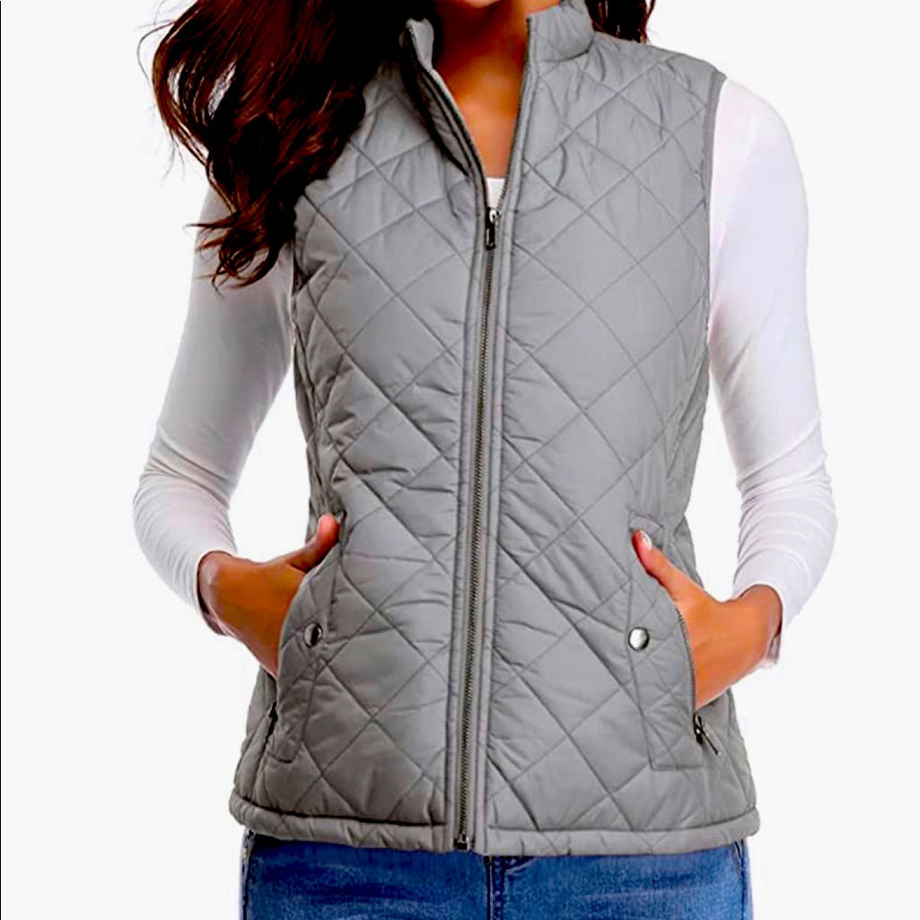 Nwt Women's Quilted Vest, Stand Collar Lightweight Zip Padded Gilet Never Worn